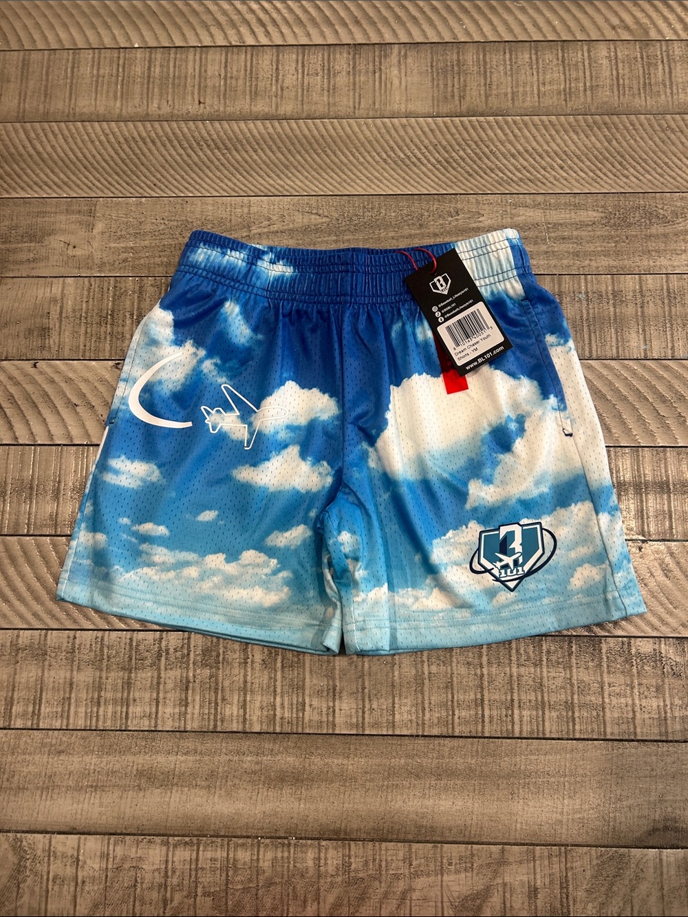 Blue Cloud-Print Kids Casual Shorts with Elastic Waist